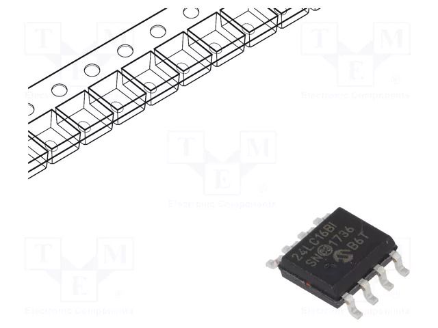 IC: EEPROM memory; 16kbEEPROM; I2C; 8x256x8bit; 2.5÷5.5V; 400kHz MICROCHIP TECHNOLOGY 24LC16BT-I/SN