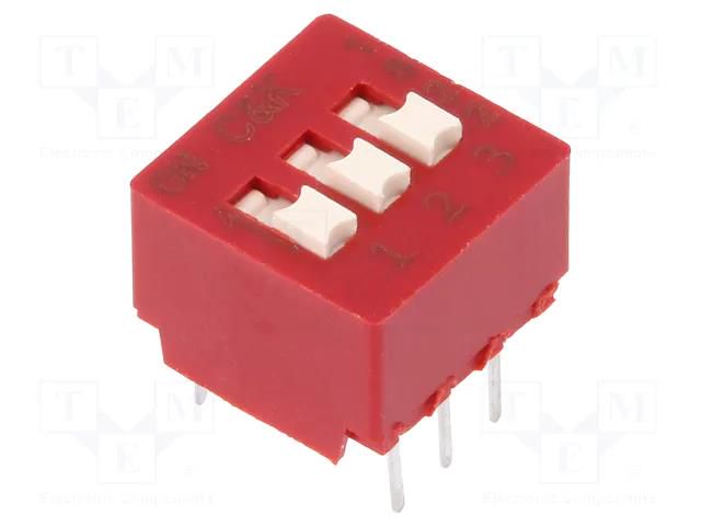 Switch: DIP-SWITCH; Poles number: 3; 0.1A/50VDC; Pos: 2; -40÷85°C C&K BD03