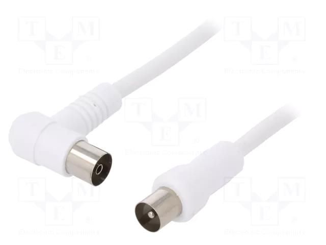 Cable; 2.5m; coaxial 9.5mm angled socket,coaxial 9.5mm plug Goobay AC-A-0250-WH