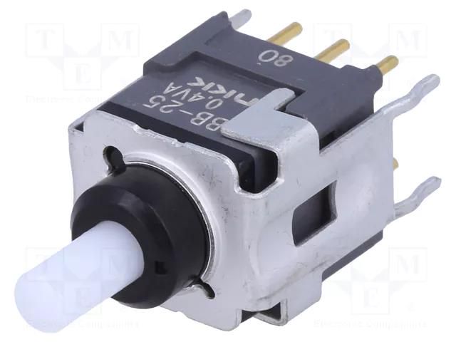 Switch: push-button; Pos: 2; DPDT; 0.01A/28VAC; 0.01A/28VDC; 500MΩ NKK SWITCHES BB25AB