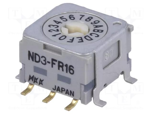 Encoding switch; HEX/BCD; Pos: 16; horizontal; Rcont max: 30mΩ NKK SWITCHES ND3FR16B