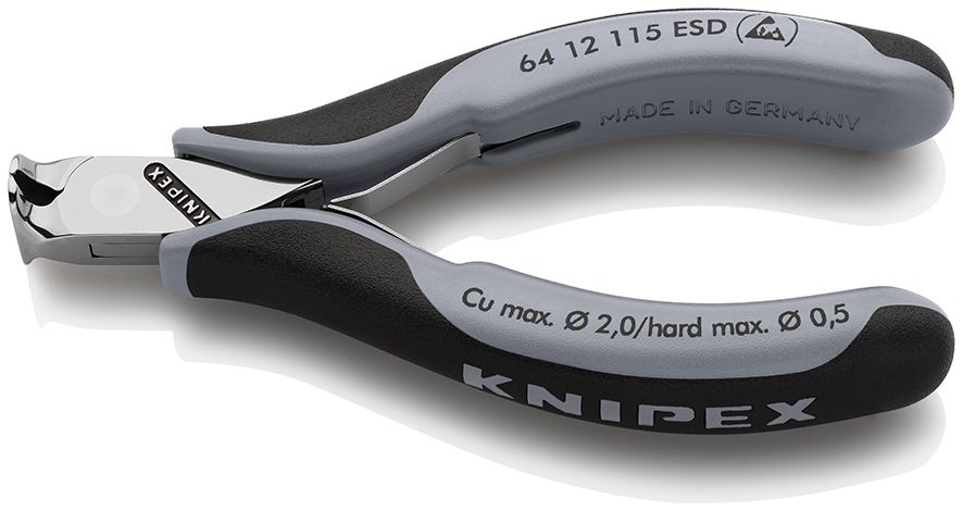 KNIPEX 64 12 115 ESD Electronics End Cutting Nippers ESD with multi-component handles 115 mm 64 12 115 ESD 4003773024323