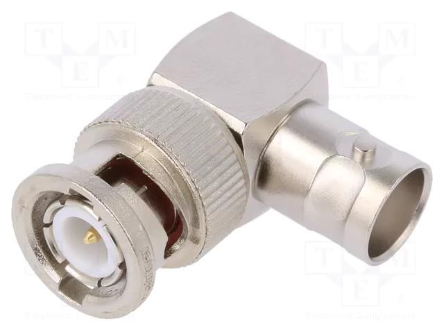 Coupler; BNC socket,BNC plug; angled 90°; 50Ω; PTFE; gold-plated TELEGÄRTNER J01004A0617