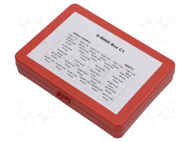O-ring set; NBR caoutchouc; inch; 382pcs. ORING USZCZELNIENIA TECHNICZNE OBOX-382C1-NBR-IN