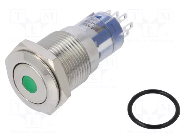 Switch: vandal resistant; DPDT; 3A/250VAC; IP67; ON-(ON); green BULGIN MP0045/1D1GN220S