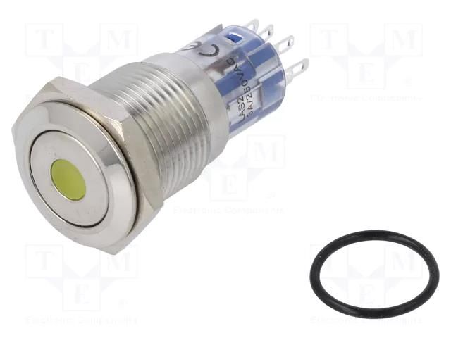 Switch: vandal resistant; DPDT; 3A/250VAC; IP67; ON-(ON); amber BULGIN MP0045/1E1AM012S