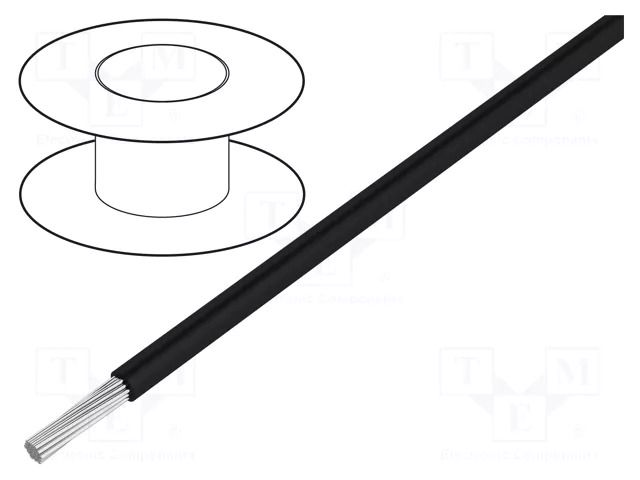 Wire; HookUp Wire; stranded; Cu; 28AWG; PTFE; black; 250V; 30.5m ALPHA WIRE 2842/7-BK005