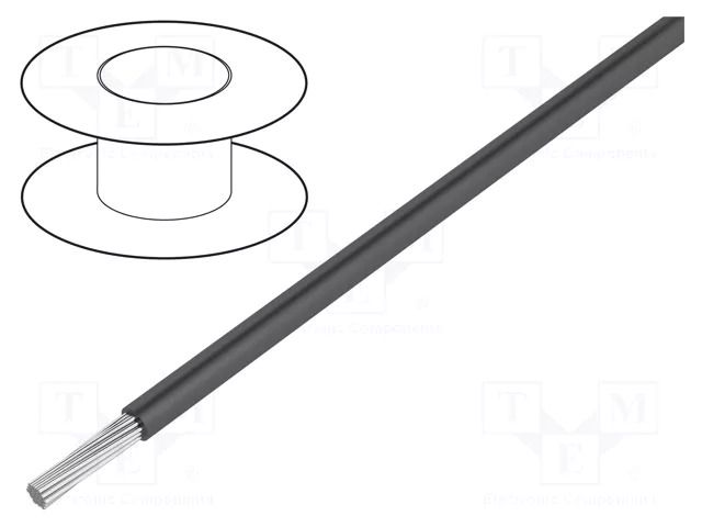 Wire; HookUp Wire; stranded; Cu; 28AWG; PTFE; dark grey; 250V; 305m ALPHA WIRE 2842/7-SL001
