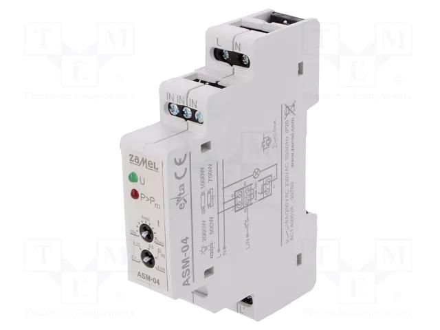 Staircase timer; for DIN rail mounting; 230VAC; SPST-NO; IP20 ZAMEL ASM-04