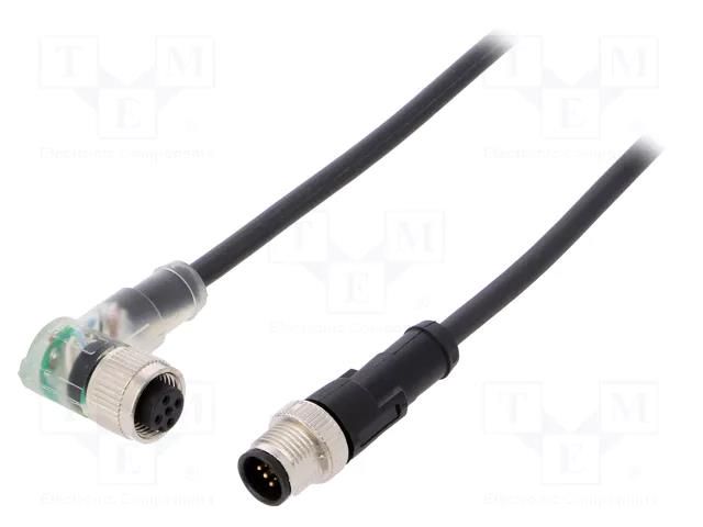 Cable: for sensors/automation; M12; PIN: 5; 2m; plug; 24VAC; 4A; PUR LAPP 22260070