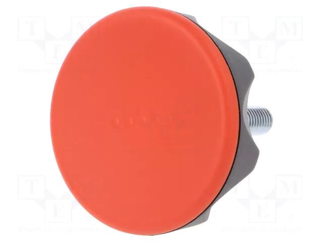 Knob; Ø: 45mm; Ext.thread: M10; 30mm; technopolymer PA; Cap: red ELESA+GANTER ELK.45P-M10X30-C6