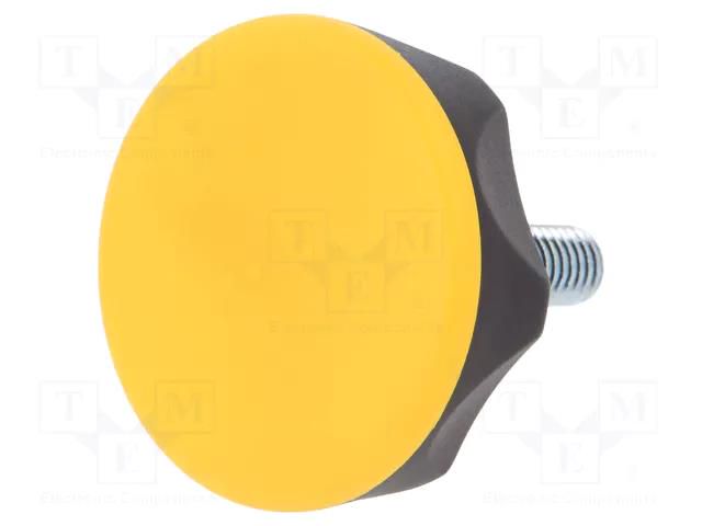 Knob; Ø: 45mm; Ext.thread: M10; 20mm; technopolymer PA; Cap: yellow ELESA+GANTER ELK.45P-M10X20-C4