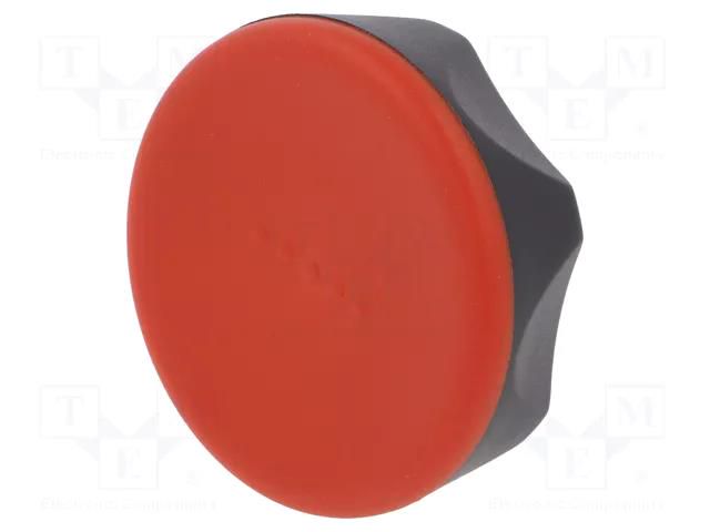 Knob; Ø: 45mm; H: 26mm; technopolymer PA; Ømount.hole: 8mm; Cap: red ELESA+GANTER ELK.45A-8-C6