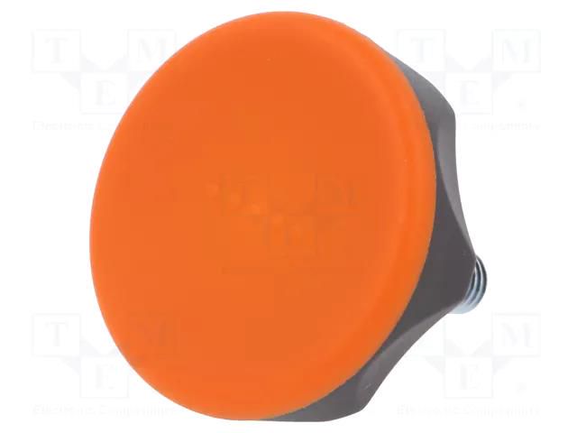 Knob; Ø: 45mm; Ext.thread: M8; 20mm; technopolymer PA; Cap: orange ELESA+GANTER ELK.45P-M8X20-C2