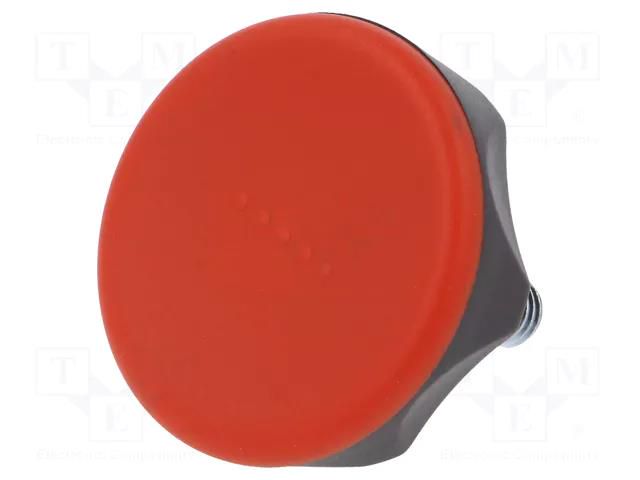 Knob; Ø: 45mm; Ext.thread: M8; 20mm; technopolymer PA; Cap: red ELESA+GANTER ELK.45P-M8X20-C6