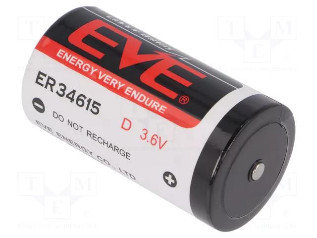 Battery: lithium; D; 3.6V; 19000mAh; non-rechargeable EVE BATTERY EVE-ER34615S