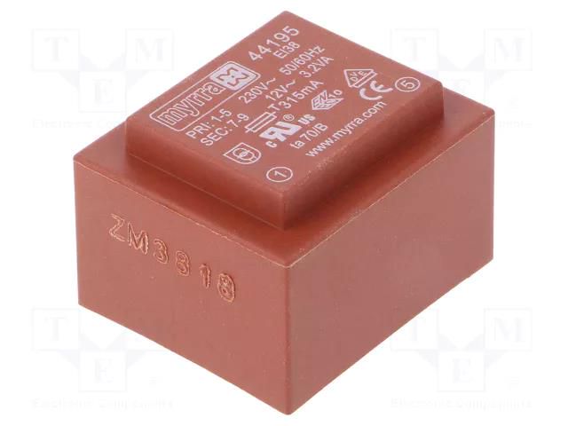 Transformer: encapsulated; 3.2VA; 230VAC; 12V; 267mA; PCB MYRRA MYRRA-44195