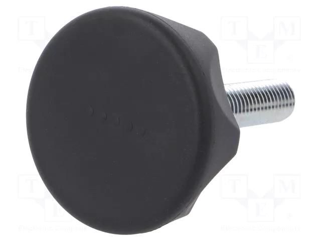 Knob; Ø: 45mm; Ext.thread: M10; 30mm; technopolymer PA; Cap: black ELESA+GANTER ELK.45P-M10X30-C1