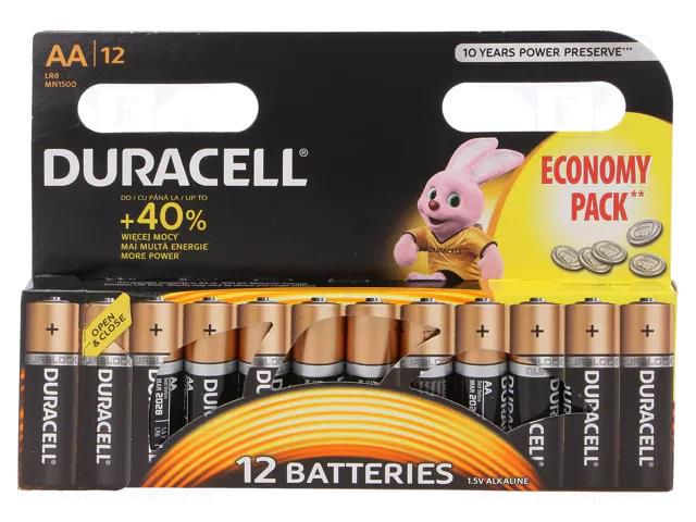 Battery: alkaline; AA; 1.5V; non-rechargeable; 12pcs; BASIC DURACELL BAT-LR6/DR-B12