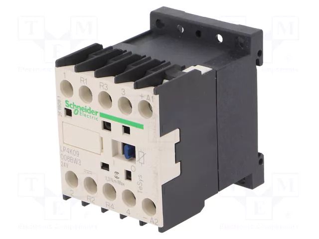 Contactor: 4-pole; NC x2 + NO x2; 24VDC; 9A; TeSys K; W: 45mm; 690V SCHNEIDER ELECTRIC LP4K09008BW3