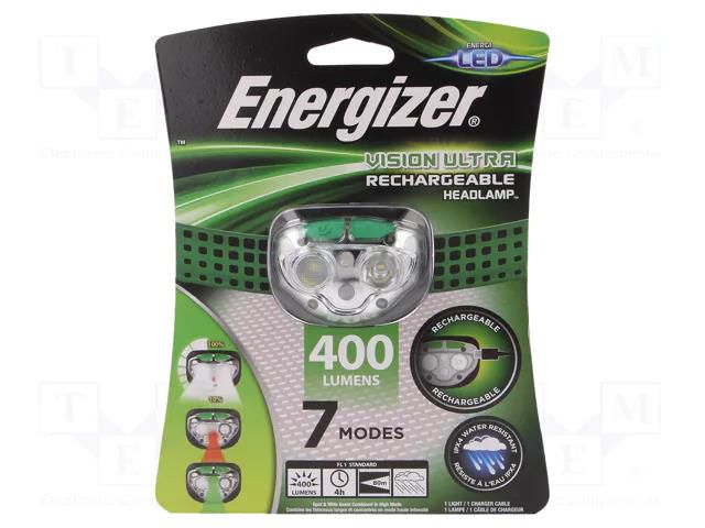 Torch: LED headtorch; waterproof; 4h; 400lm; green; HEADLIGHT ENERGIZER VISON-HDLT-RE