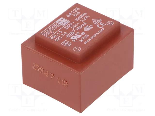 Transformer: encapsulated; 3.2VA; 230VAC; 24V; 133mA; PCB MYRRA MYRRA-44198