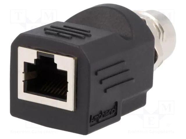 Adapter; M12 female,RJ45 socket; D code-Ethernet; PIN: 4; Cat: 5e AMPHENOL LTW RJS-12D04FF-LS8001