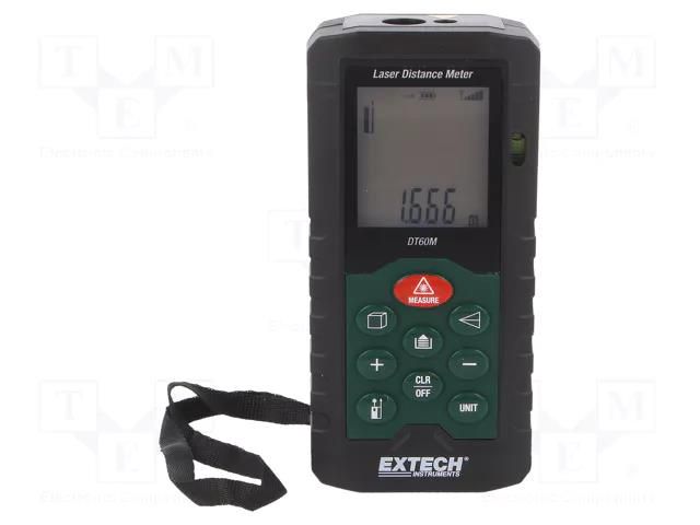 Distance meter; LCD; 0.05÷60m; Meas.accur: ±2mm; 100g; Meter: laser EXTECH DT60M