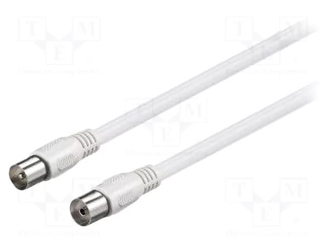 Cable; 10m; coaxial 9.5mm socket,coaxial 9.5mm plug; PVC; white Goobay SAT-M/F-1000-WH