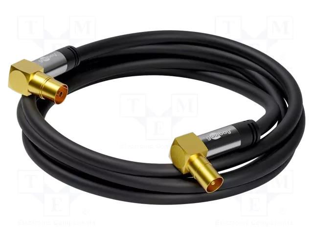 Cable; 1m; PVC; black; 75Ω; Support: 4K,FullHD,UHD 2160p Goobay ANT-90-M/F-0100-BK