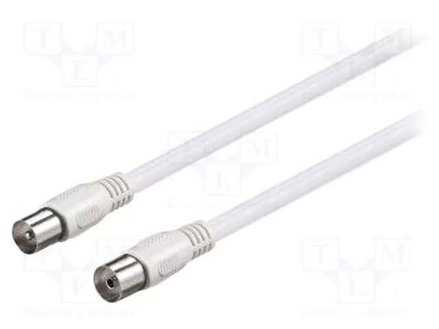 Cable; 5m; coaxial 9.5mm socket,coaxial 9.5mm plug; PVC; white Goobay A+/SAT-M/F-0500-WH