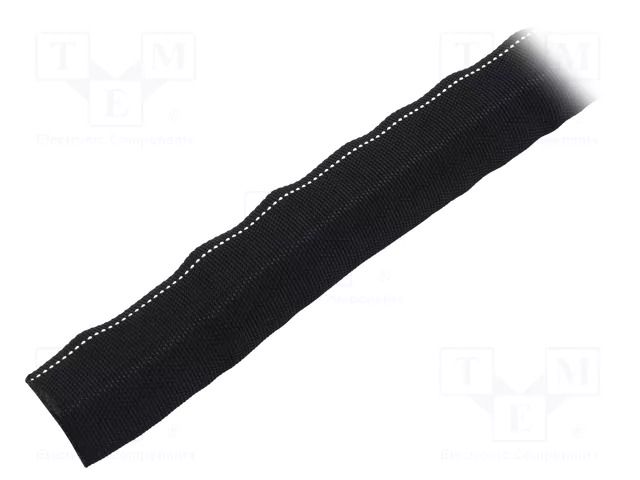 Braid; ØBraid : 25÷29mm; PET,polyester; black; incised; -50÷125°C HELLERMANNTYTON TWISTINFR29-PET-BK