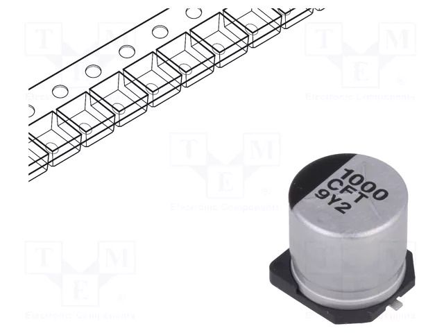 Capacitor: electrolytic; low ESR; SMD; 1000uF; 16VDC; Ø10x10.2mm PANASONIC EEEFT1C102AP
