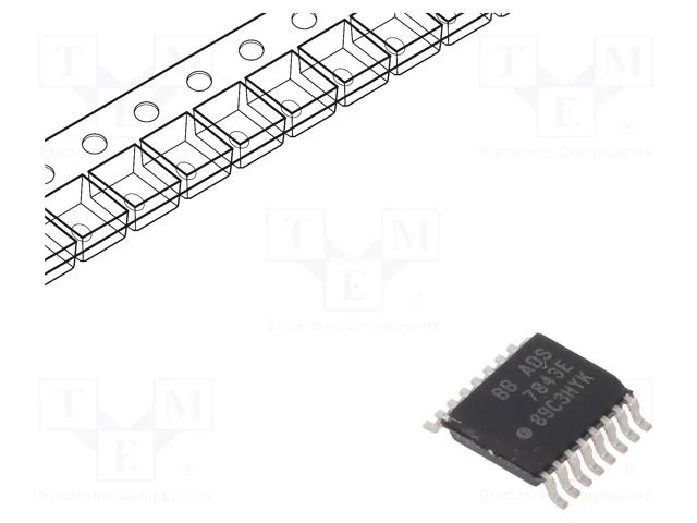 IC: A/D converter; Ch: 4; 12bit; 125ksps; SSOP16; 2.7÷5.25VDC TEXAS INSTRUMENTS ADS7843E/2K5