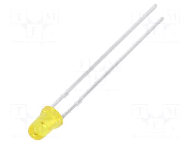 LED; 3mm; yellow; 10÷20mcd; 50°; Front: convex; 2.1÷2.5VDC KINGBRIGHT ELECTRONIC L-132XYT