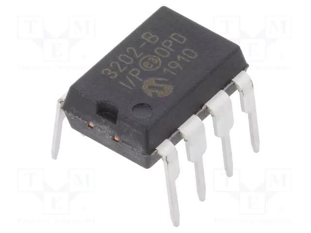 IC: A/D converter; Ch: 2; 12bit; 100ksps; 2.7÷5.5V; DIP8; tube MICROCHIP TECHNOLOGY MCP3202-BI/P