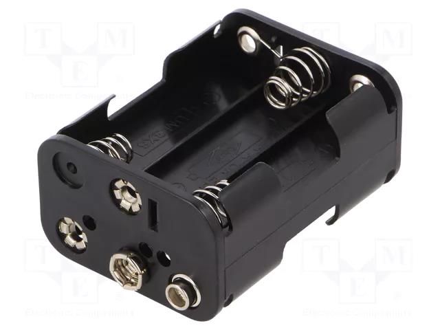 Holder; AA,R6; Batt.no: 6; 6F22 type; black COMF BH363-1B