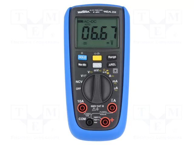 Digital multimeter; LCD; (6000); VDC: 60mV,600mV,6V,60V,600V,1kV METRIX MTX204
