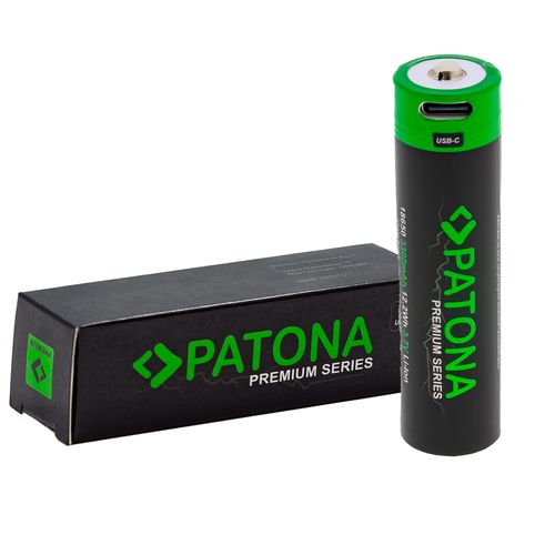 Laetav aku kaitstud 18650 3.7V 3300mAh 3A Li-ion USB-C laadimisega PATONA PT6525 4055655239370