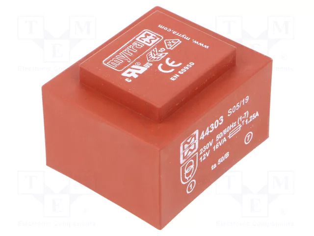 Transformer: encapsulated; 16VA; 230VAC; 12V; 1333mA; PCB MYRRA MYRRA-44303