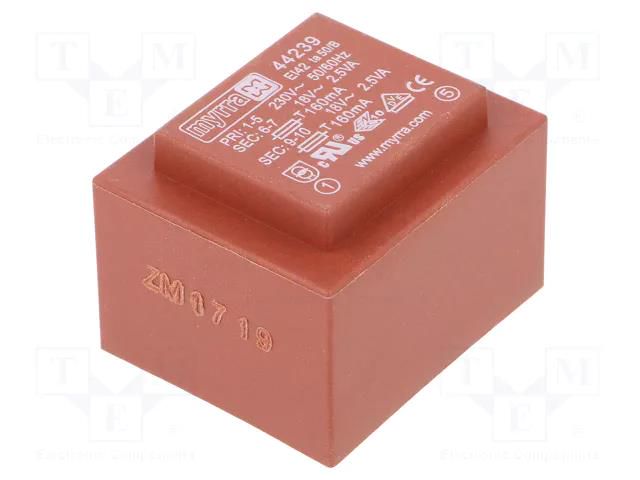 Transformer: encapsulated; 5VA; 230VAC; 18V; 18V; 139mA; 139mA; PCB MYRRA MYRRA-44239