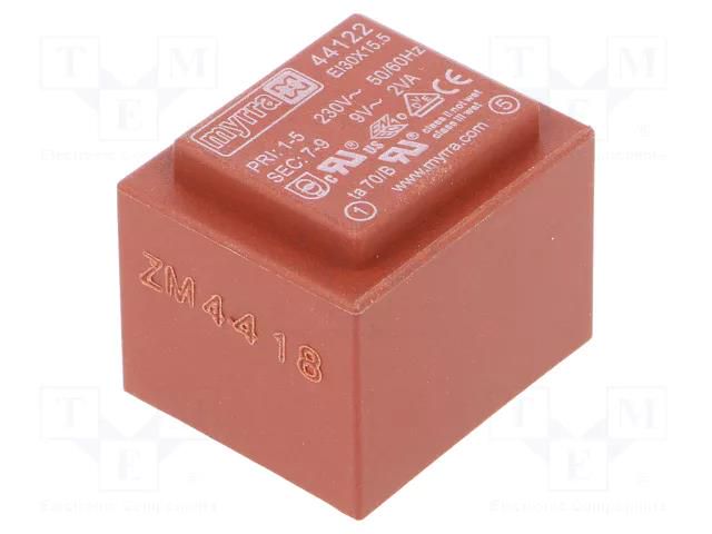 Transformer: encapsulated; 2VA; 230VAC; 9V; 222mA; PCB MYRRA MYRRA-44122