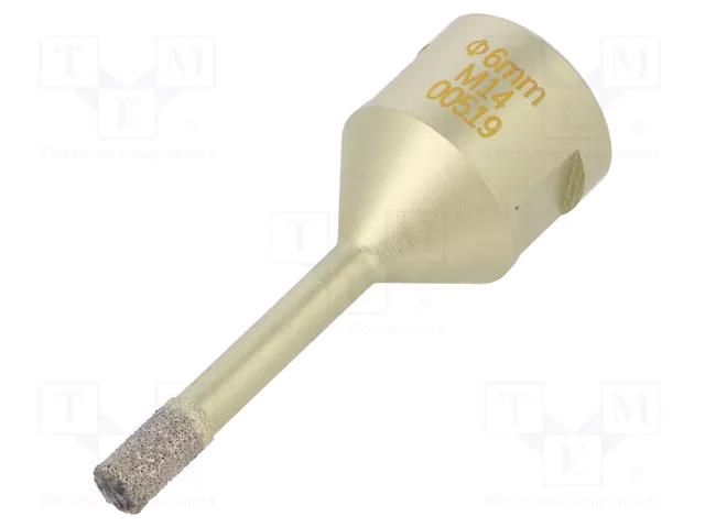 Diamond hole saw; 6mm; glaze,ceramic tile; Thread: M14 METABO MTB.628300