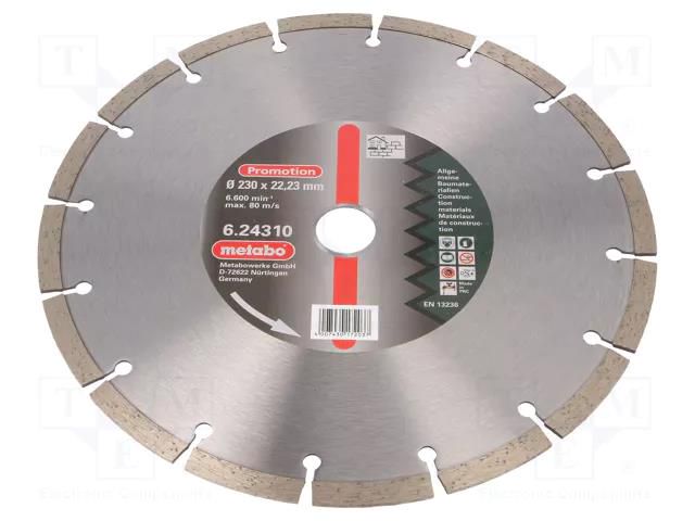 Cutting diamond wheel; Ø: 230mm; Øhole: 22.23mm METABO MTB.624310