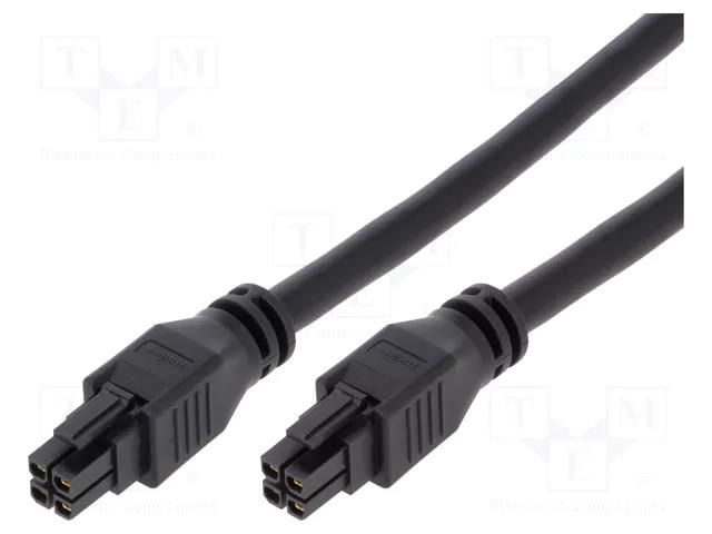 Cable; Mega-Fit; female; PIN: 4; Len: 0.5m; 15A; Insulation: PVC; 2x2 MOLEX MX-245136-0405