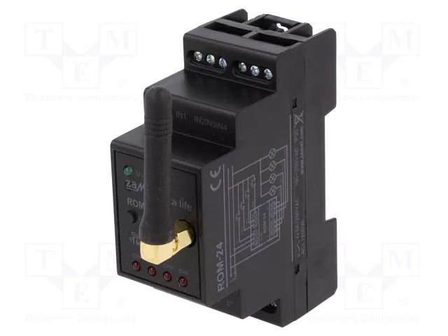 Receiver; for DIN rail mounting; 230VAC; relay NO x4; IP20; 300m ZAMEL ROM-24