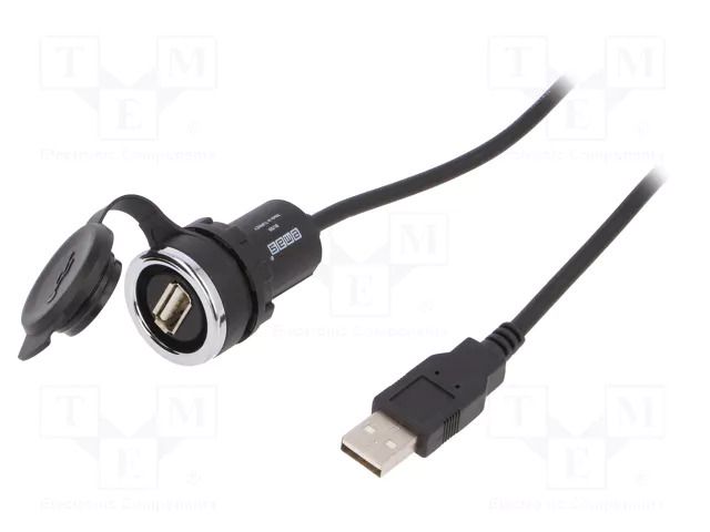 USB socket; 22mm; IP65; on panel; Len: 1.5m; plastic EMAS T0-BUSB