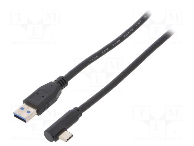 Cable; USB 3.0; USB A plug,USB C angled plug; 0.5m; black; 5Gbps Goobay USB.C-F90/AM-05