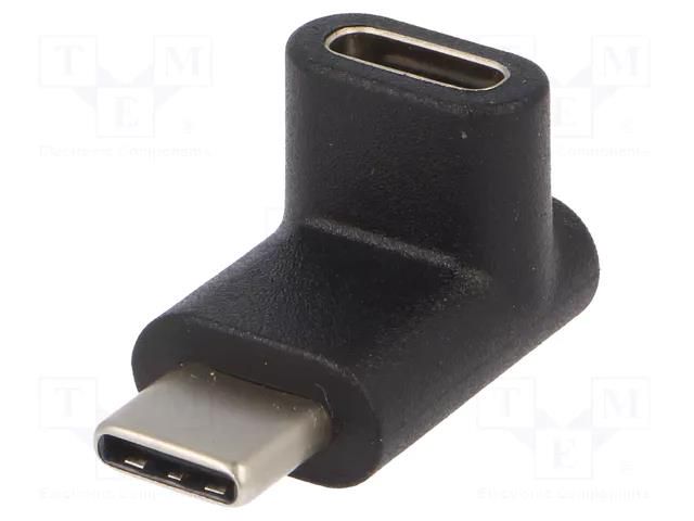 Adapter; USB 3.0; USB C socket,USB C angled plug up/down; black Goobay USB.C-M/C-F90-BK