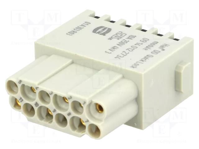 Connector: HDC; module; female; Han-Modular®; PIN: 12; 10A; 250V HARTING 09140122734